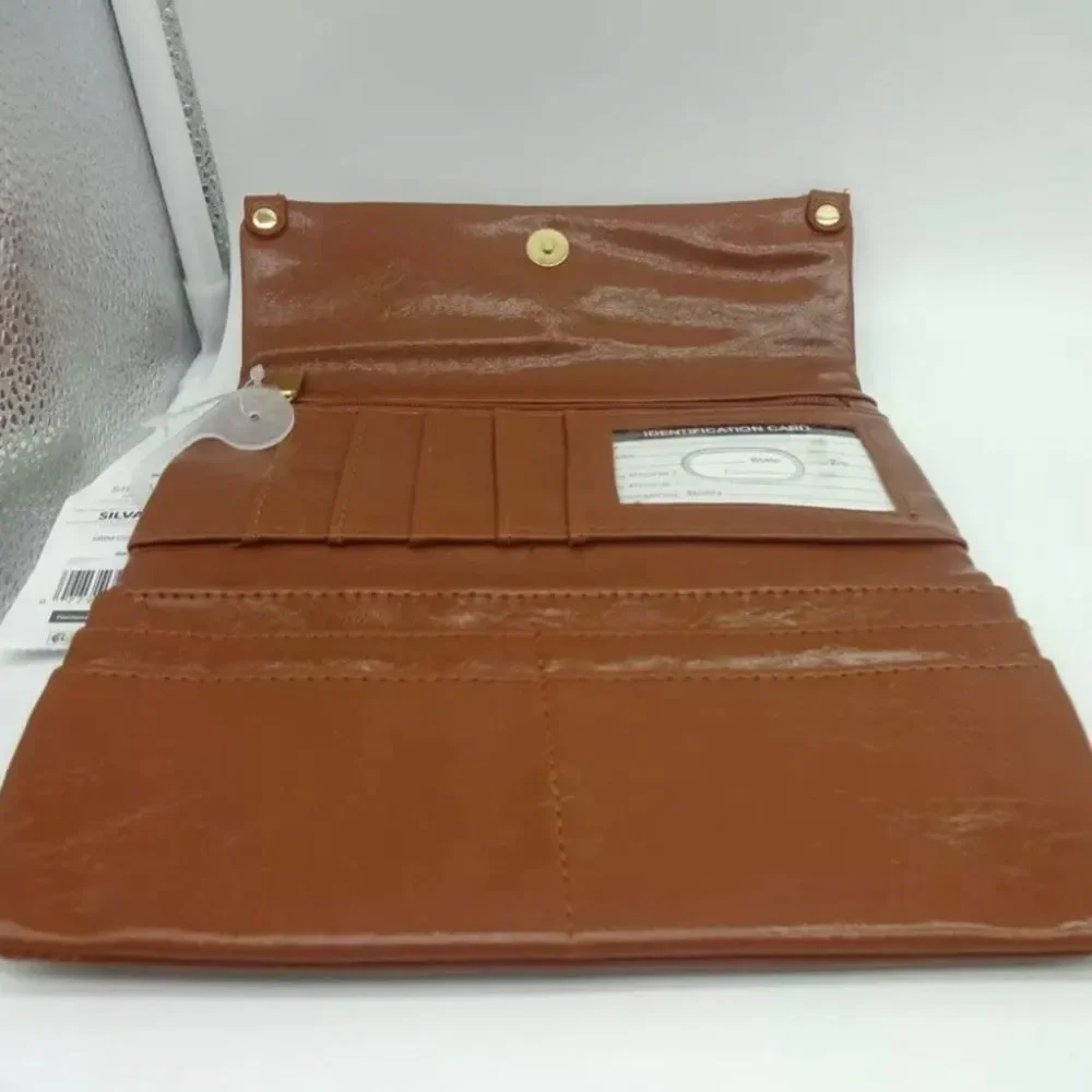 NWT Time and Tru Camel, Tan, Brown Farrah Silvadur Flap Front Tri Fold Wallet